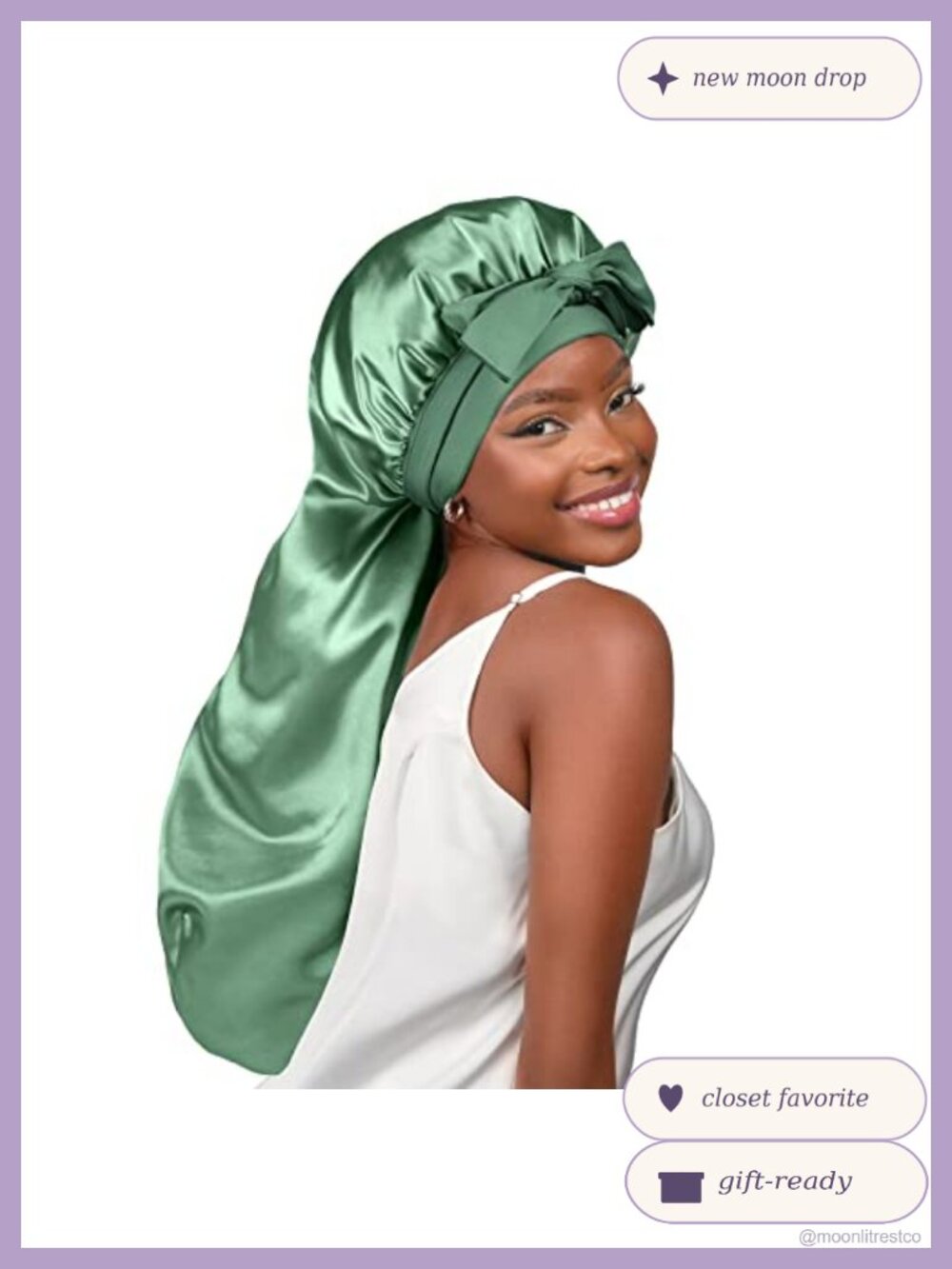 Imitation Silk Long Bonnet for Sleeping Braids Locs Adjustable